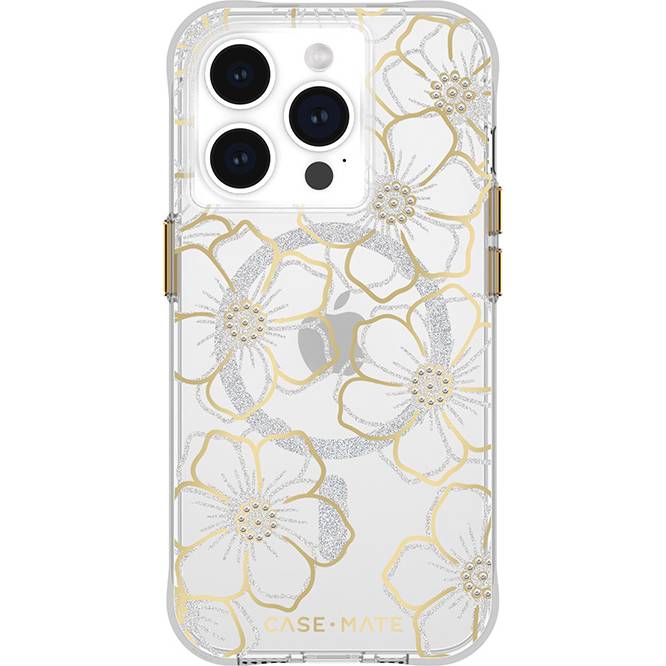 Квітковий чохол Case-Mate Floral Gems MagSafe для Apple iPhone 15 Pro, золотий