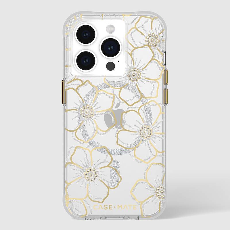 Чохол Case-Mate Floral Gems MagSafe для Apple iPhone 15 Pro, золотий