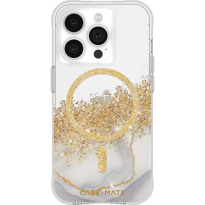 Елегантний чохол Karat Marble MagSafe для Apple iPhone 15 Pro, прозоро-золотий