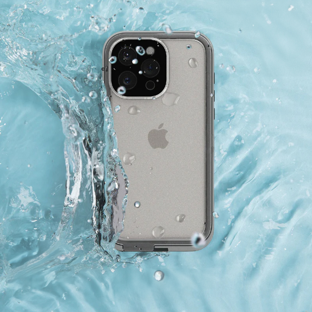 Міцний та водонепроникний захисний чохол Catalyst Total Protection для iPhone 15 Pro у сірому кольорі