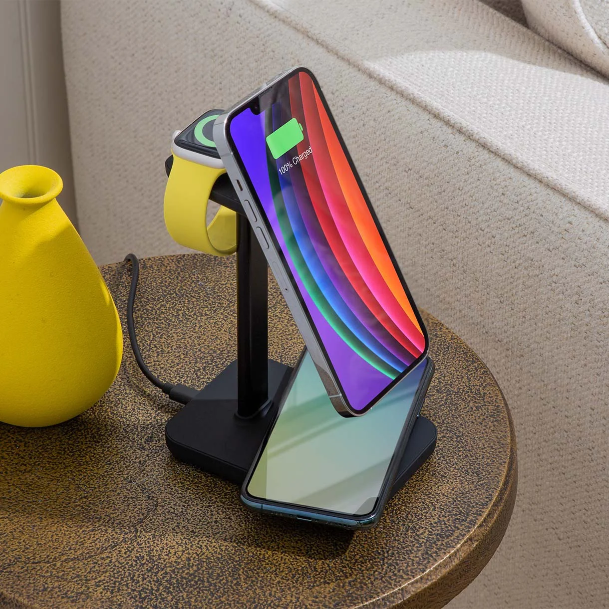 Магнитная док-станция 3-в-1 TwelveSouth HiRise 3 White с кабелем USB-C для iPhone AirPods | Apple Watch