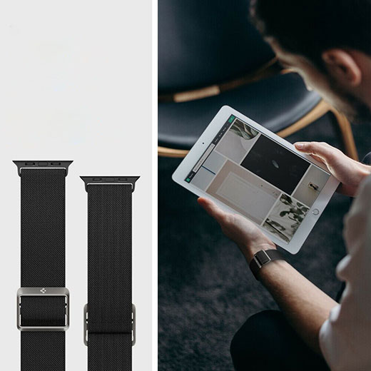 Чорний нейлоновий ремінець Spigen Band Lite Fit Black для Apple Watch Series 6 | 5 | 4 | SE (44mm)