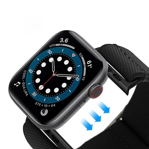 Чорний нейлоновий ремінець Spigen Band Lite Fit Black для Apple Watch Series 6 | 5 | 4 | SE (44mm)