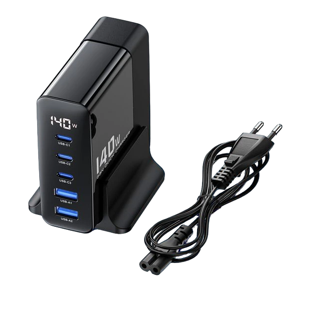 Мережевий подовжувач зі швидкою зарядкою Toocki 140W Desktop GaN Charger + 2 USB A + 3 USB Type-C + PD