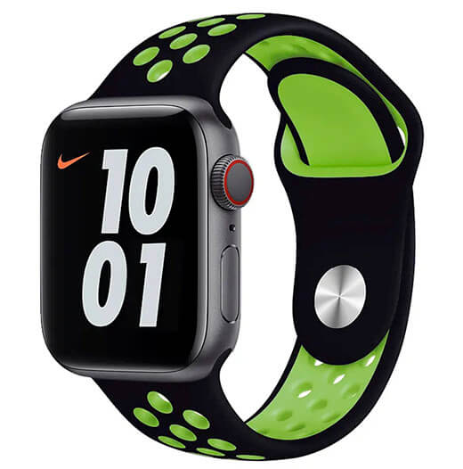 Ремешок iLoungeMax Nike Sport Band Black / Green для Apple Watch 40mm/38mm Series SE/6/5/4/3/2/1 OEM