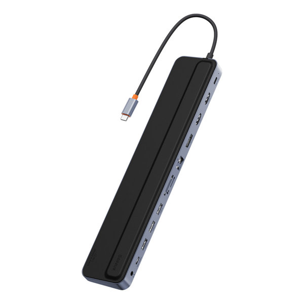 Хаб 12в1 Baseus Elitejoy Gen2 USB C Hub з роз'ємами 2 HDMI 4K, DP 4K, RJ45, USB-C, USB-A, кардридером SD/TF, Audio Jack, 100W PD для iPad | MacBook Pro/Air | Windows