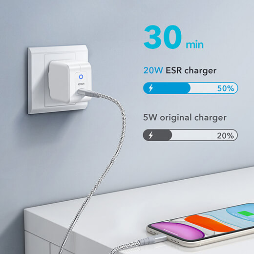 Швидке мережевий зарядний пристрій ESR 20W USB-C mini PD Charger (EU)