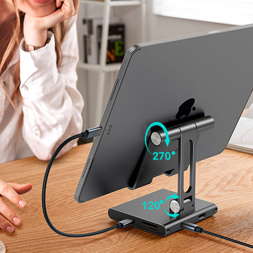 Хаб-подставка ESR 8-in-1 Portable Stand USB-C Hub Grey для iPad цена