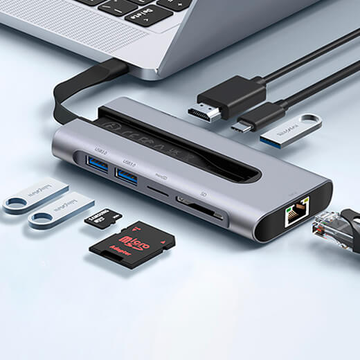 Хаб ESR 8-in-1 Portable USB-C Hub Grey купити