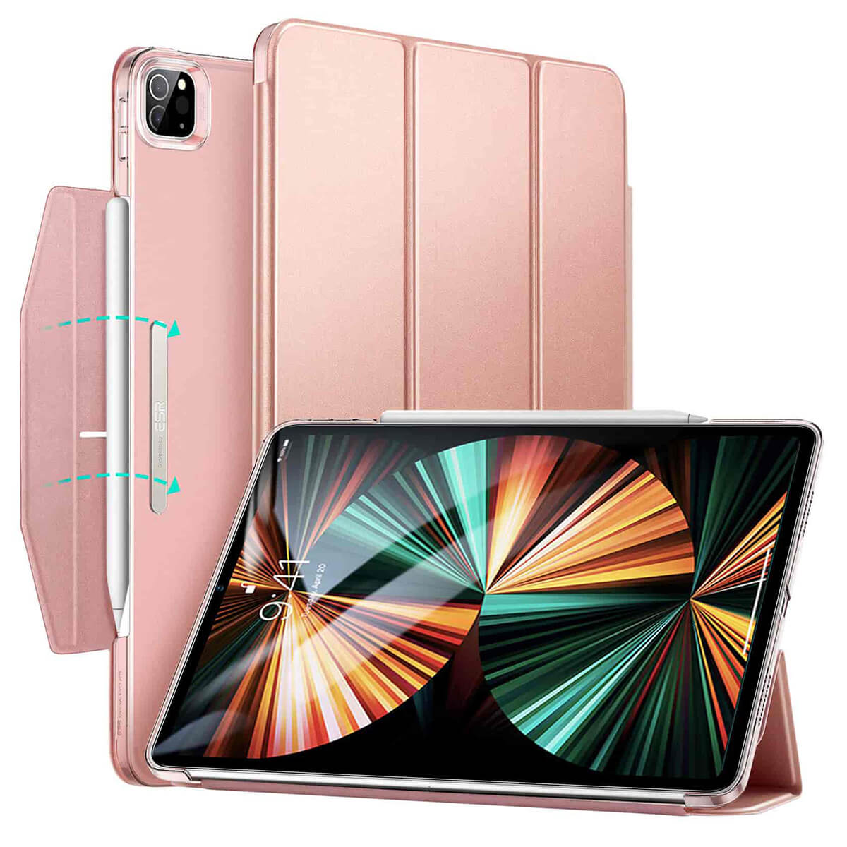 Черный чехол-книжка с держателем для Apple Pencil ESR Ascend Trifold для iPad Pro 12.9" M1 (2021)