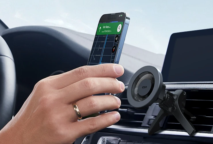 Автодержатель ESR HaloLock Magnetic Car Mount Metallic Grey для iPhone