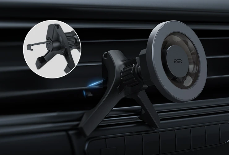 Автодержатель ESR HaloLock Magnetic Car Mount Metallic Grey для iPhone с местом для кабеля
