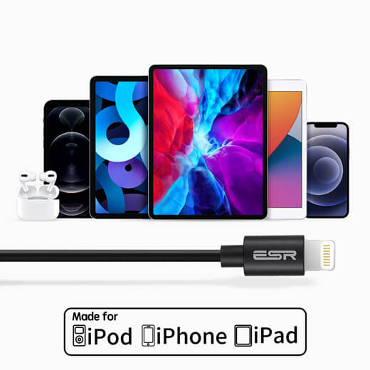 Зарядный кабель ESR USB Type-A to Lightning MFi Black 1.2 m для iPhone