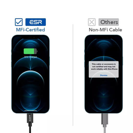 Зарядный кабель ESR USB Type-A to Lightning MFi Black 1.2 m для iPhone