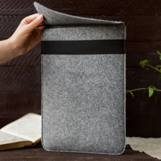 Чохол-карман з повсті з гумкою Gmakin Grey для MacBook Air 13 "(2018-2020) | Pro 13" (2016-2020)