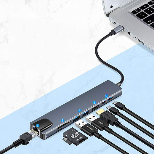 Хаб iLoungeMax 8 In 1 Multifunctional USB-C для MacBook