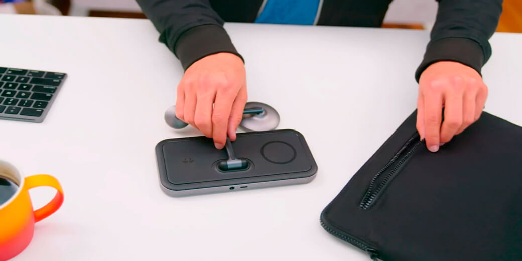 Беспроводное зарядное устройство Hyper HyperJuice 4-in-1 Wireless Charger With MagSafe удобно путешествовать