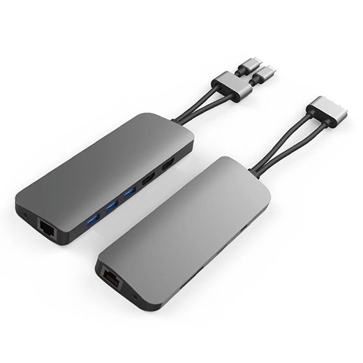 Адаптер (хаб) HYPER VIPER 10 в 2 HDMI | USB-A | Ethernet | Micro-SD | USB-C PD | Jack 3.3mm для MacBook | iPad