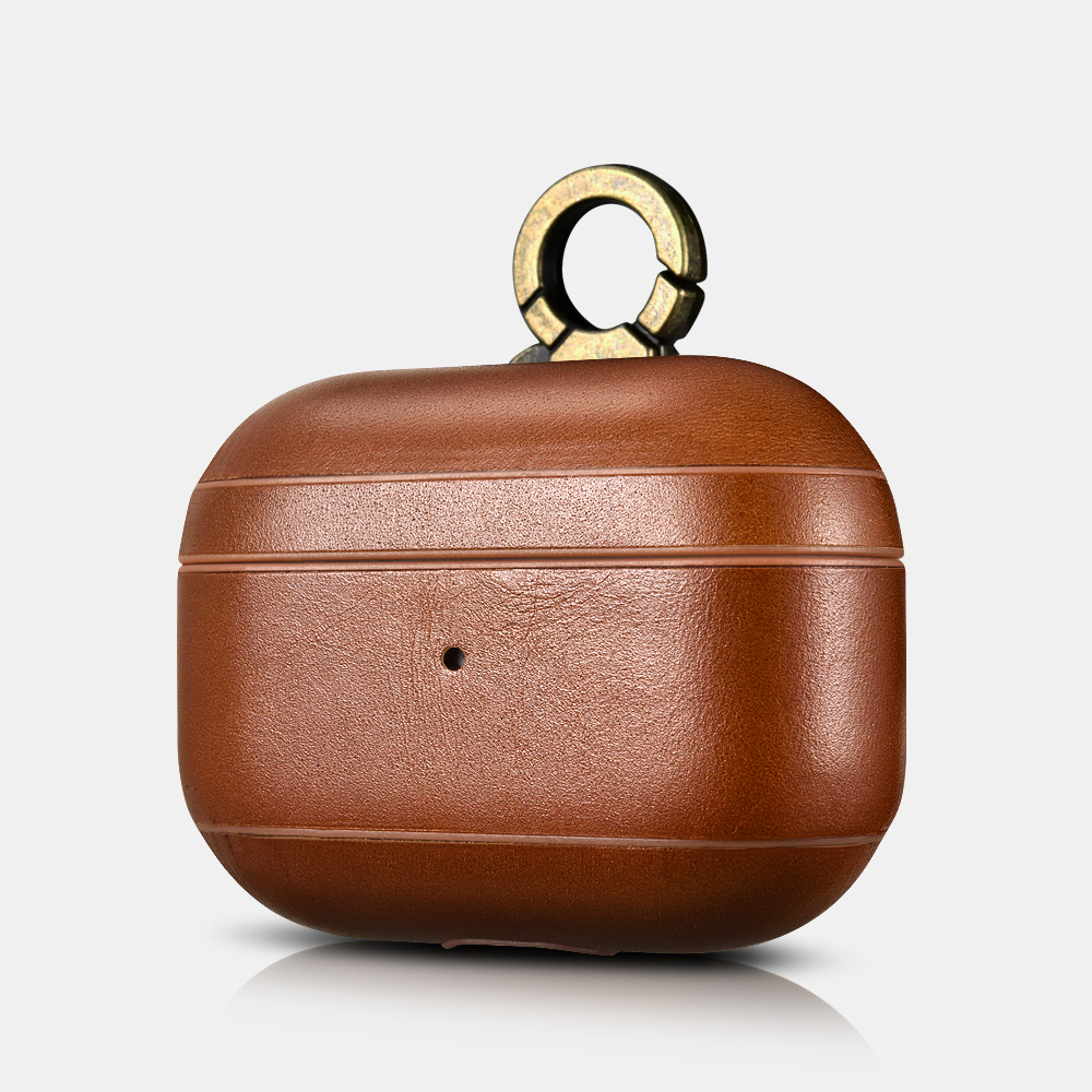 Кожаный чехол с карабином iCarer Vintage Leather Style With The Metal Hook для Apple AirPods Pro