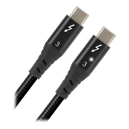 Черный кабель для зарядки iLoungeMax Metal Braided Mesh Real Type-C to Type-C Thunderbolt 3 100W 1m