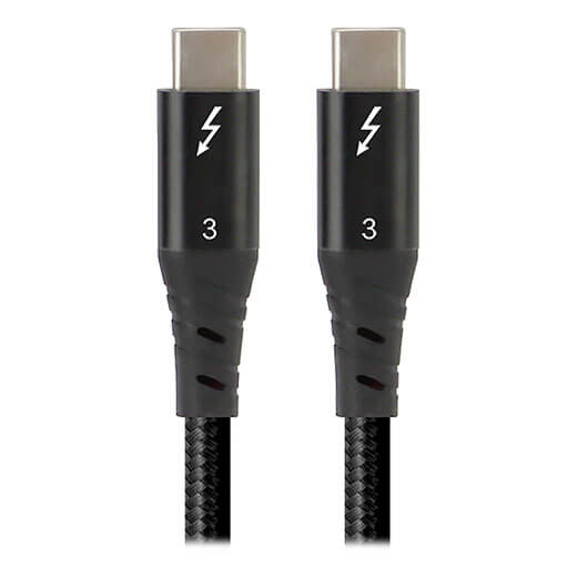 Черный кабель для зарядки iLoungeMax Metal Braided Mesh Real Type-C to Type-C Thunderbolt 3 100W 1m