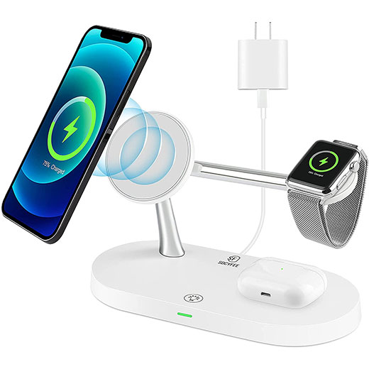 Беспроводное зарядное устройство iLoungeMax Magnetic Wireless Charger 5 in 1 для iPhone | AirPods | Apple Watch White цена