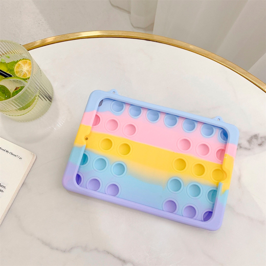 Чехол антистресс Поп-Ит с держателем для шнурка iLoungeMax Pop It Yellow Blue Rainbow для iPad Pro 11'' М1 (2021/2020)