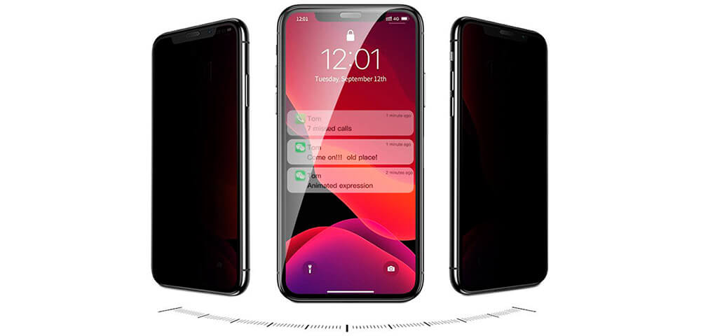 Защитное стекло антишпион для iPhone 11 Pro Max/XS Max Baseus Curved Privacy (2 Pack)