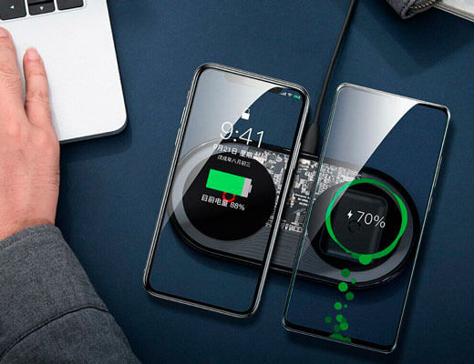 Беспроводная зарядка для iPhone/AirPods/Samsung Baseus Simple 2-in-1 Turbo Edition