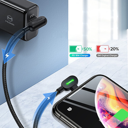 Зарядный кабель для iPhone Mcdodo PD Fast Charging USB-C to Lightning LED-индикацией 1.2m