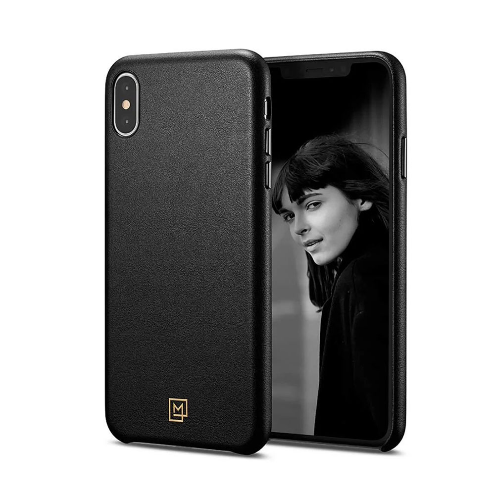 Черный кожаный чехол для iPhone X/XS Spigen La Manon Calin Chic Black