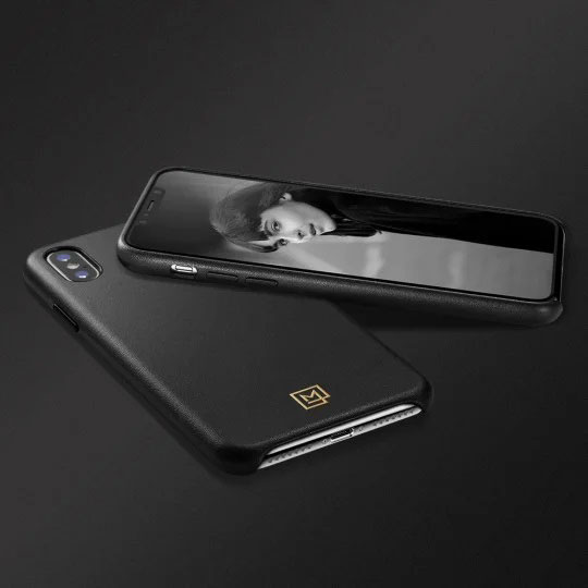 Черный кожаный чехол для iPhone X/XS Spigen La Manon Calin Chic Black
