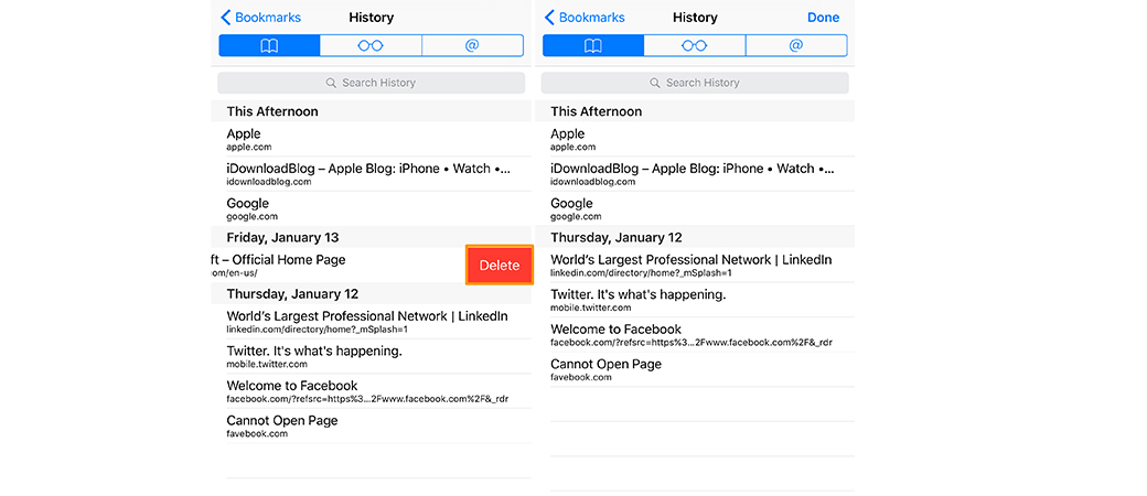 Как удалить историю в Safari на iPhone / iOS
