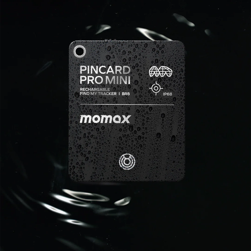 Картка-трекер Momax PinCard Pro Mini Rechargeable для пошуку гаманця, з підтримкою Apple Find My (Локатора)