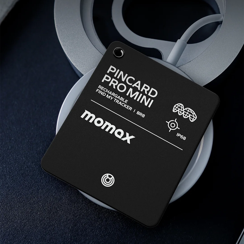 Картка-трекер Momax PinCard Pro Mini Rechargeable для пошуку гаманця, з підтримкою Apple Find My (Локатора)