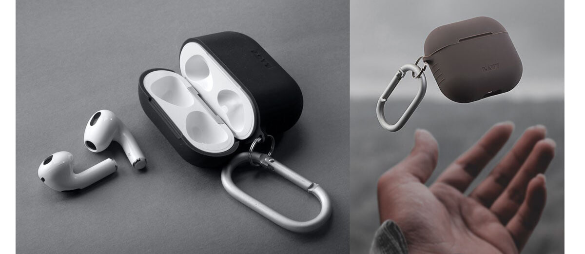 Новинка силіконовий чохол з карабіном Laut POD Charcoal для AirPods 3