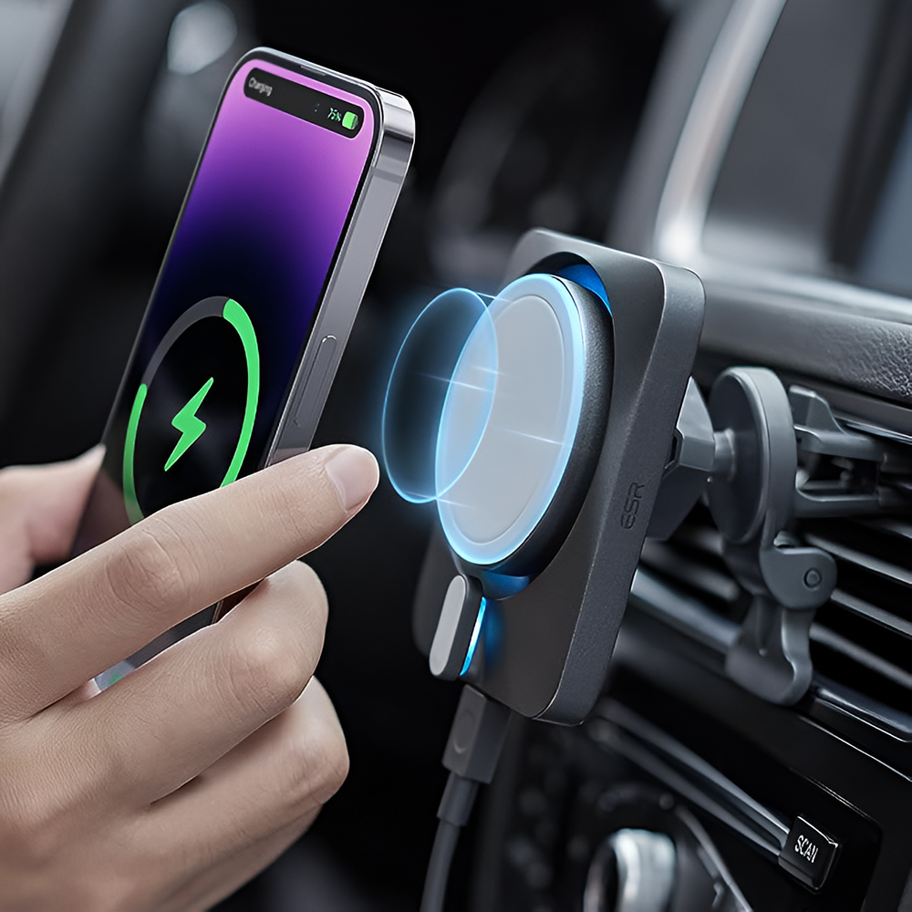 Магнитный автодержатель с беспроводной зарядкой ESR HaloLock MagSafe CryoBoost для iPhone 14 | 13 | 12 цена