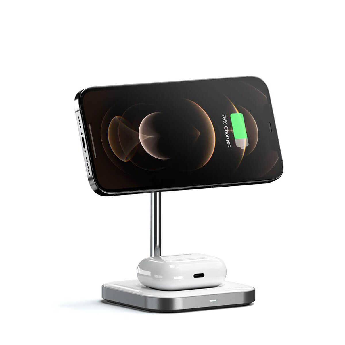  Док-станция MagSafe Satechi Aluminum 2 in 1 Magnetic Wireless Charging Stand для iPhone 12 | AirPods Pro