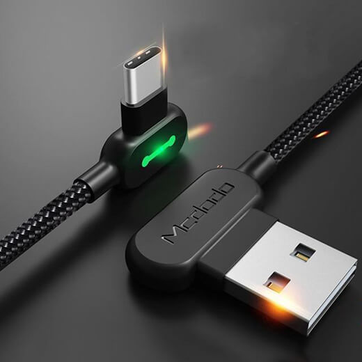 Зарядний кабель Mcdodo 90 &deg; Light Cable USB-A to USB-C з LED-індикацією 1.2m