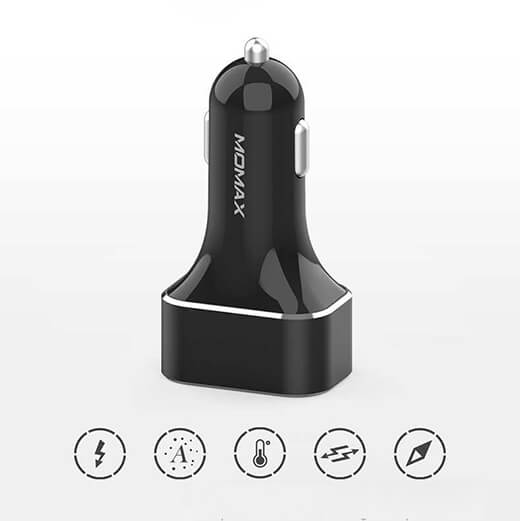 Автомобільний зарядний пристрій Momax Dual-port Fast Car Charger 63W