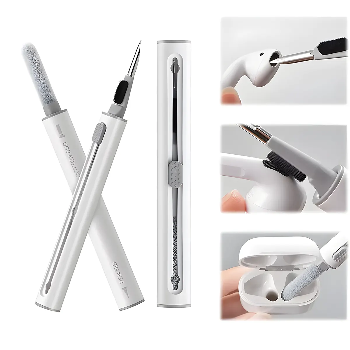 Набір 3 в 1 для чищення навушників AirPods зі щіткою, спонжем та металевим пером | iLoungeMax Cleaning