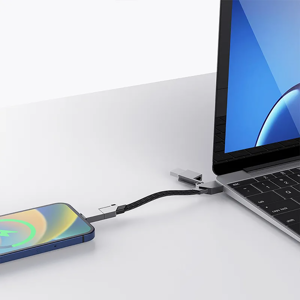 Нейлоновый кабель 4-в-1 USB-C/Lightning 60W для быстрой зарядки 0.15m | iLoungeMax iCharge