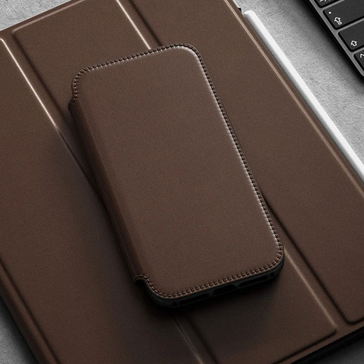 Кожаный чехол-книжка Nomad Rugged Folio Horween Leather Black для iPhone 12 | 12 Pro