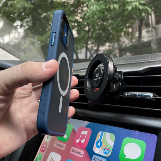 Совместимость магнитного автодержателя oneLounge 1Mag MagSafe для iPhone 12 | iPhone 13 с MagSafe