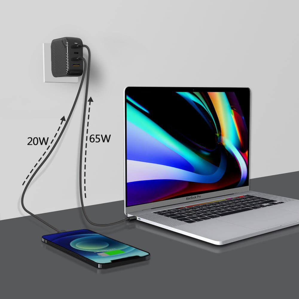 Швидка зарядка oneLounge 1Power GaN 100W 3xUSB-C + USB-A для MacBook | iPhone | iPad використовує сучасні GaN-технології