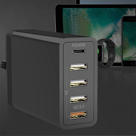Швидке настільний зарядний пристрій iLoungeMax 5 in 1 PD 60W + QC 3.0 для телефонів | iPhone | iPad | MacBook
