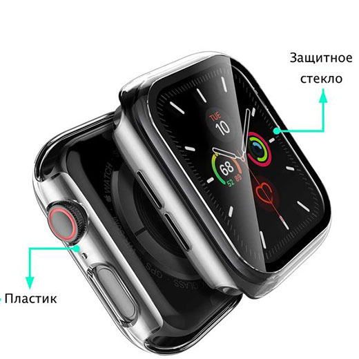 Прозрачный чехол с защитным стеклом iLoungeMax Clear Premium Case PC+Glass для Apple Watch 40mm