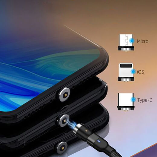 Зарядний магнітний кабель iLoungeMax Rotate Magnetic Cable Micro-USB / Type-C / Lightning 1m
