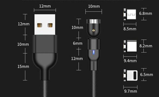 Зарядний магнітний кабель iLoungeMax Rotate Magnetic Cable Micro-USB / Type-C / Lightning 1m