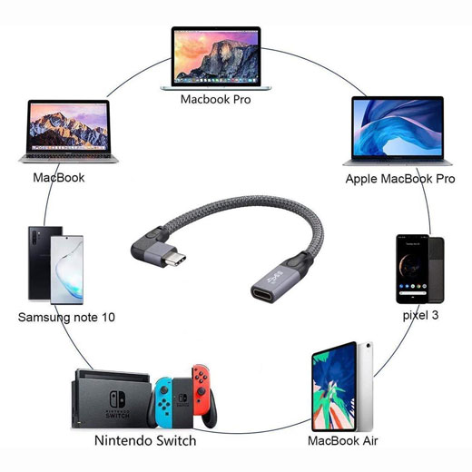 Кутовий подовжувач iLoungeMax USB Type-C USB-C 3.1 10Gbp / s 90 &deg; 1 м для MacBook | iPad